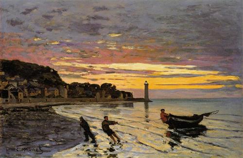 Hauling a Boat Ashore, Honfleur - Claude Monet