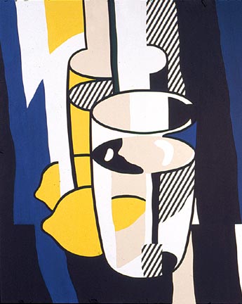 Glass and Lemon in a Mirror. Oil and magna on canvas, 1974 by Roy Lichtenstein