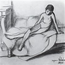 Desnuda Utrillo sientan en un sofá - Suzanne Valadon