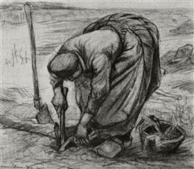 Mujer campesina, planta las remolachas, Vincent van Gogh