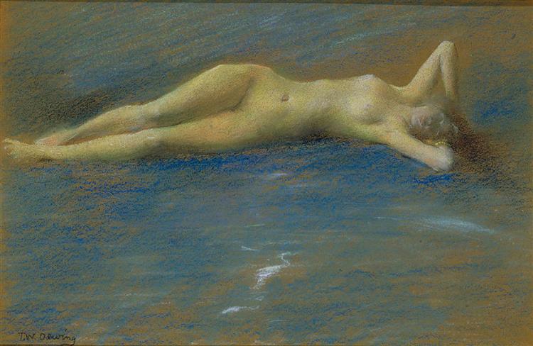 Reclining Nude Figure of a Girl - Thomas Dewing