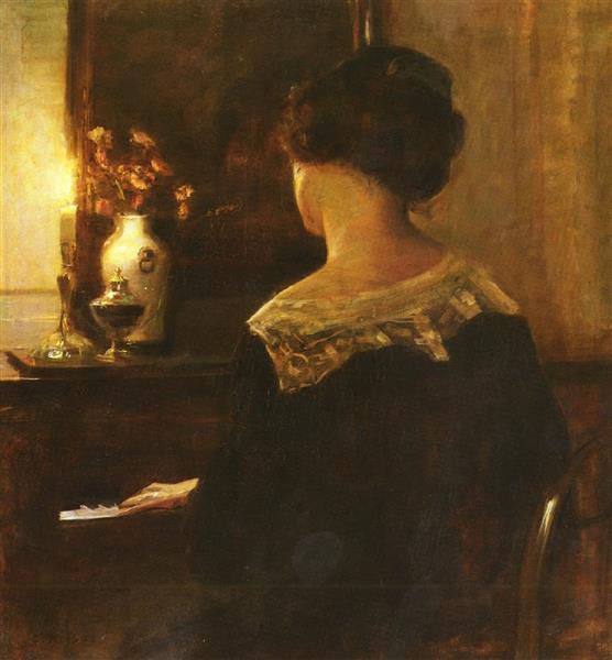 A Lady Playing the Piano, c.1900 - Карл Холсё