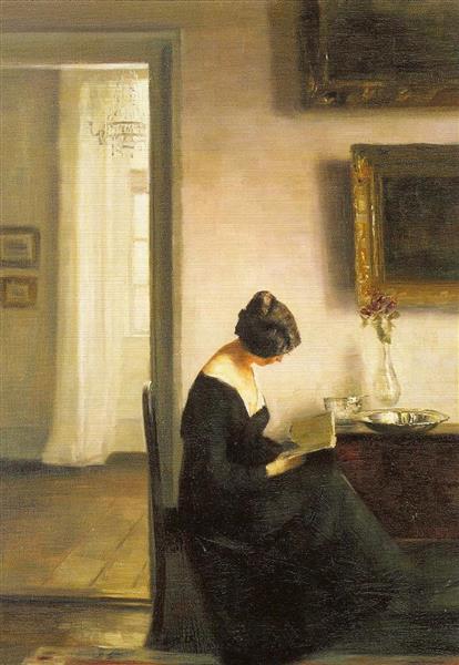 Woman Reading in an Interior - Carl Holsøe