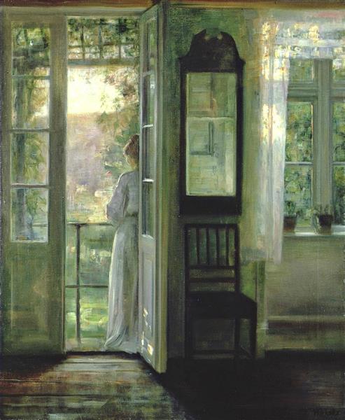 Girl Standing on a Balcony - Carl Holsøe