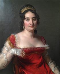 Lady in Red Wearing a Tiara - Jérôme-Martin Langlois
