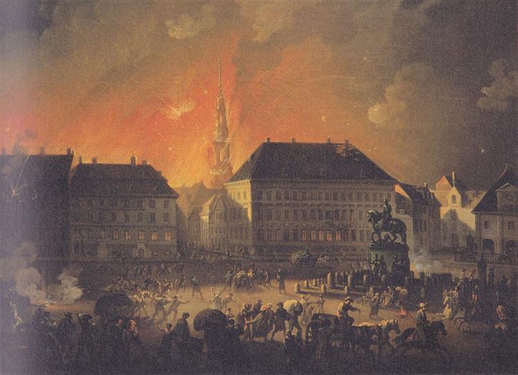 The British Bombardment of Copenhagen, Night Between 4th and 5th of September 1807, 1807 - Кристиан Август Лоренцен
