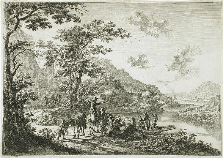 View of the Tiber in the Campagna, 1652 - Ян Бот