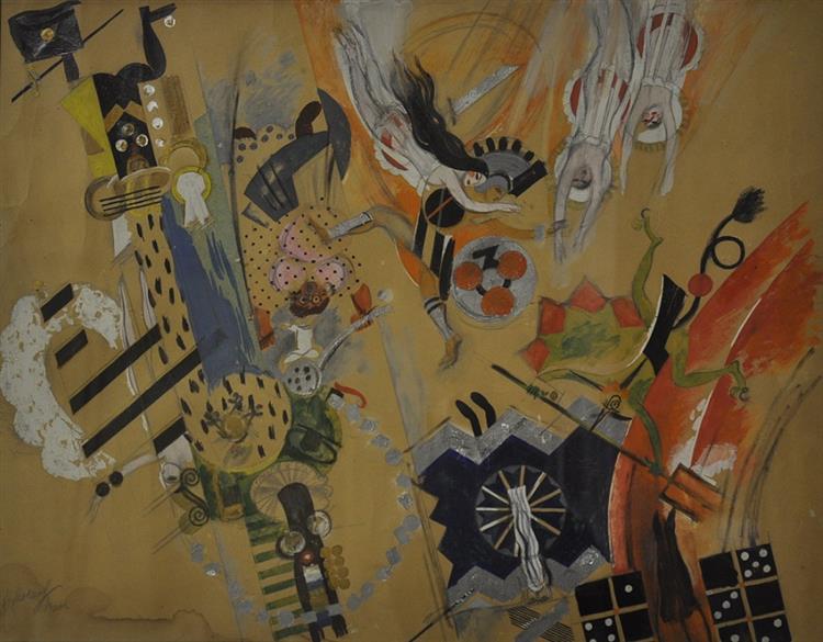 Sketch of Scenery for the Opera 'Love for Three Oranges', 1926 - Alexander Khvostenko-Khvostov