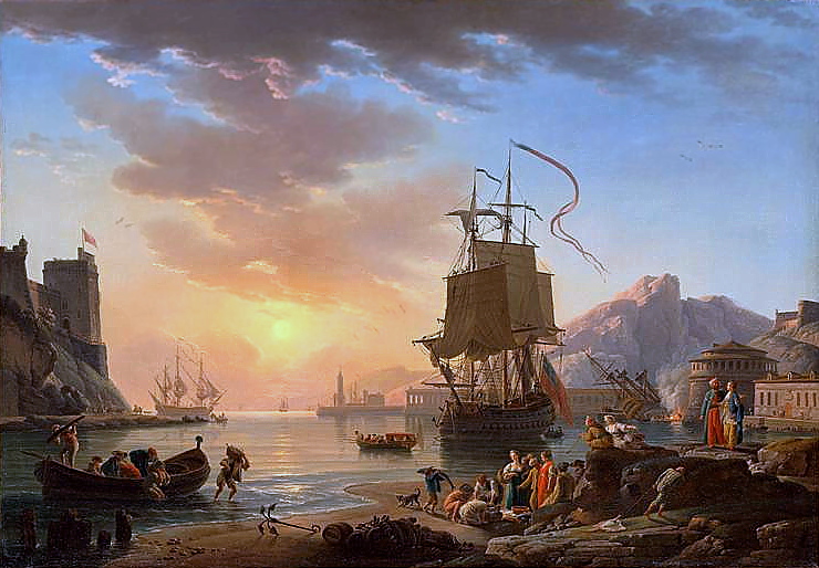 Marine, soleil couchant, 1771 - Клод Жозеф Верне