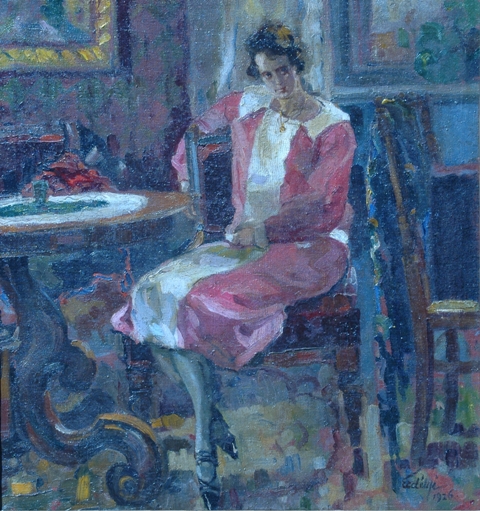Female Figure in the Interior - Adalbert Erdeli