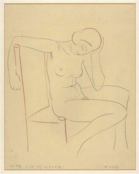 A Nude Sketch of Gill’s Daughter Elizabeth, 1927 - Eric Gill