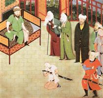 The elders plea with King Hormuzd to forgive his son Khusraw - Behzād