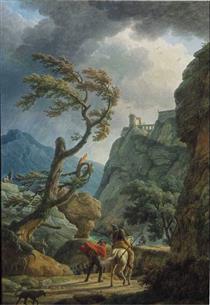 Soldiers in a Mountain Gorge, with a Storm - Claude Joseph Vernet