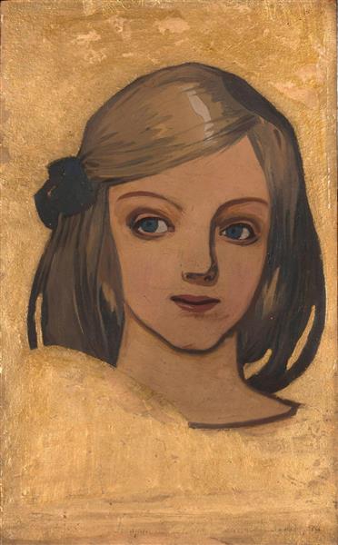Head of a Girl on a Golden Background, 1901 - Юзеф Мехоффер