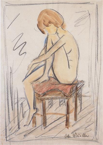 Sitzendes Mädchen, 1918 - Отто Мюллер