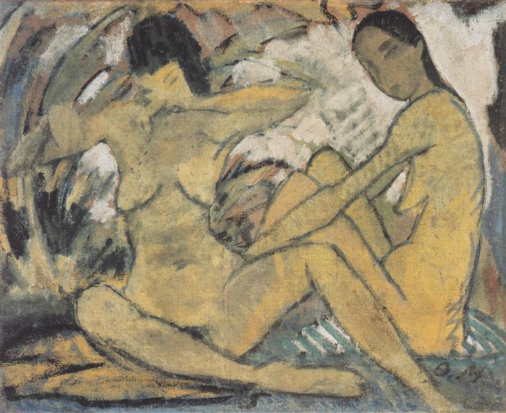 Hockende Mädchen, 1914 - Otto Mueller
