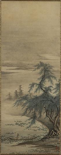 Zhou Maoshu Appreciating Lotuses - Kanō Masanobu