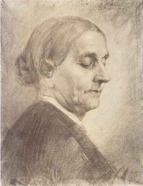 Modellstudie, Alte Frau, Halbes Profil, 1885 - Альбін Еггер-Лінц