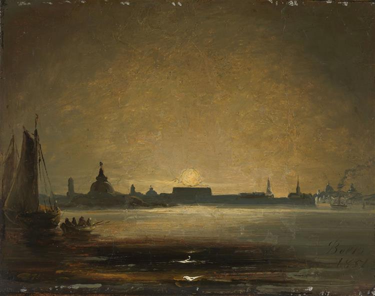 Dresden in Moonlight, 1851 - Педер Балке
