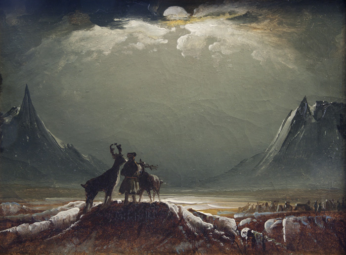 Sami with Raindeer under the Midnight Sun, c.1850 - Педер Балке