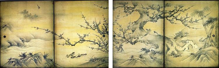 Birds and flowers of the four seasons, c.1573 - c.1590 - Кано Эйтоку