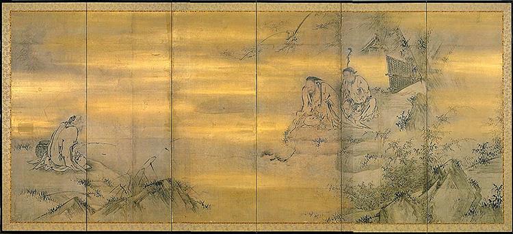 Hermits and a Fairy (Left Side), c.1590 - Кано Эйтоку