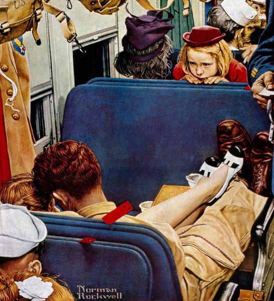 Little Girl Observing Lovers on a Train, 1944 - Норман Роквелл