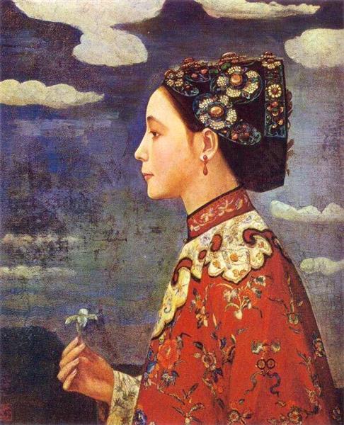 Woman Holding an Orchid, 1926 - 藤島武二