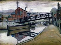 Barges on a Canal - L.S. Lowry