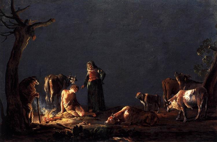 Peasants by a Fire, c.1626 - Леонард Брамер