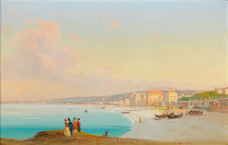 Nice, View of the beach from the Quai Du Midi, 1852 - Ippolito Caffi