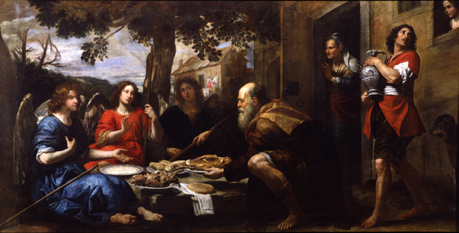 Abraham and Three Angels - Domenico Fiasella