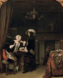 Cavalier in the Shop - Frans van Mieris de Oudere