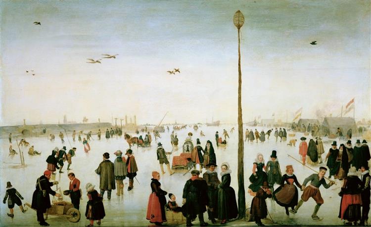 Winter Landscape with a Frozen River and Figures, 1620 - Hendrick Avercamp