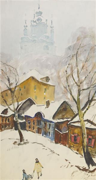 Kyiv in winter (triptych, left part: Borychiv Tik), 1985 - Yuriy Khymych