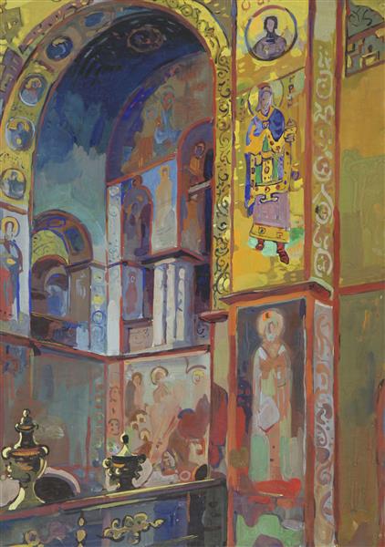 Sophia of Kyiv. Interior of the central nave from the iconostasis, 1968 - Yuriy Khymych