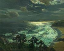 Moonlight, St Ives' Bay, Cornwall - Julius Olsson