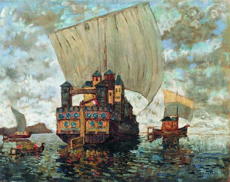 Barges, c.1914 - Konstantin Gorbatov