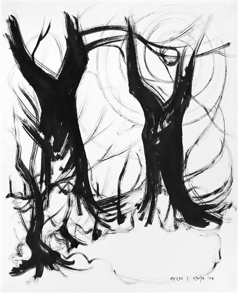 Two trees in secluded. To guess what opens the gateway between worlds, 2008 - Alfred Freddy Krupa