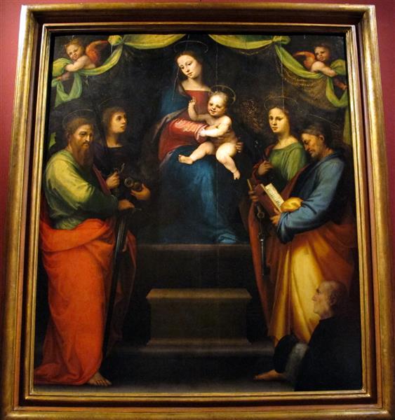 Virgin and Child, Saints and Donator, c.1514 - Мариотто Альбертинелли