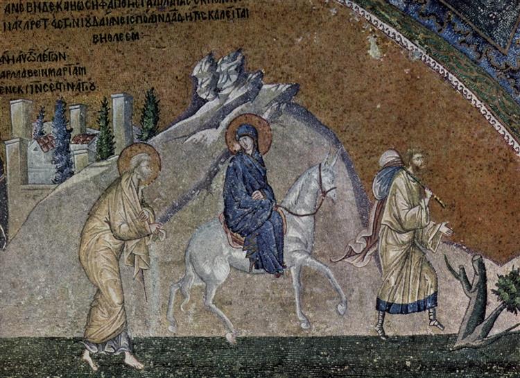 Journey to Bethlehem Mosaic, 1320 - Byzantine Mosaics