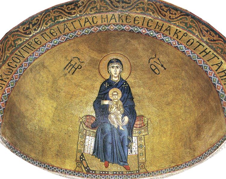 Virgin with child, c.1025 - 拜占庭馬賽克藝術