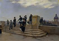 A Windy Day on the Pont des Arts - Jean Béraud