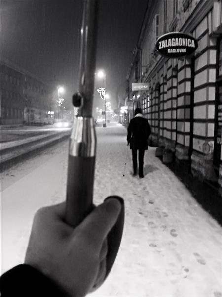 My wife with the crutch, 2015 - Alfred Krupa