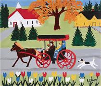 Carriage and Dog - Maud Lewis