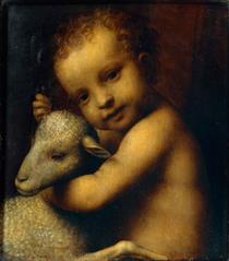 The infant Jesus with a Lamb - Бернардіно Луїні