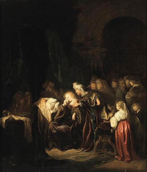 David and Batsheba mourning over Their Dead Son, c.1640 - c.1645 - Саломон Конинк