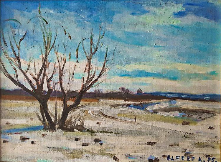 The tree in early spring (The Gaza field in Karlovac) en plein air, 1995 - Альфред Фредди Крупа