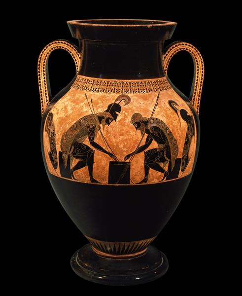 Exekias Amphora, Achilles and Ajax Engaged in a Game, c.530 AC - Cerâmica da Grécia Antiga