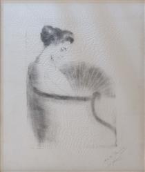 Anne Catherine (première Épouse De L’artiste) À L’éventail - Антоніо де ла Гандара